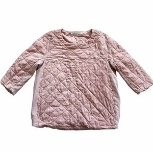 EUROPEAN CULTURE PINK QUILTED LONG SLEEVE TOP SIZE SMALL CHIC FEMININE